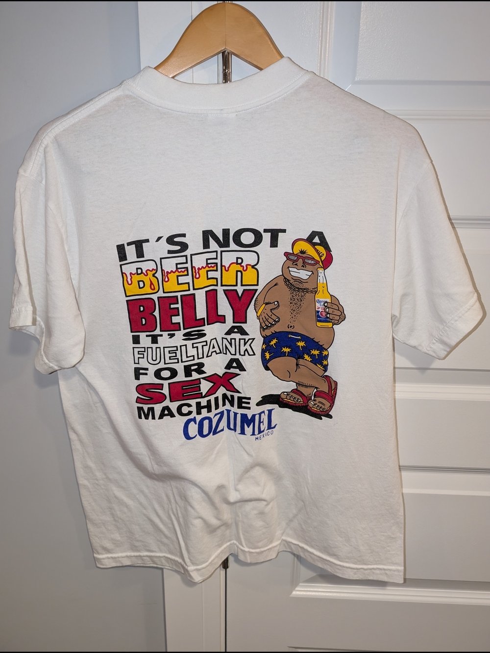 Vintage Cozumel Mexico Graphic T-Shirt Beer Belly Sex Machine Funny Novelty Beer